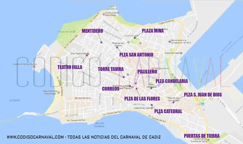 Mapa ver agrupaciones en carnaval de cadiz